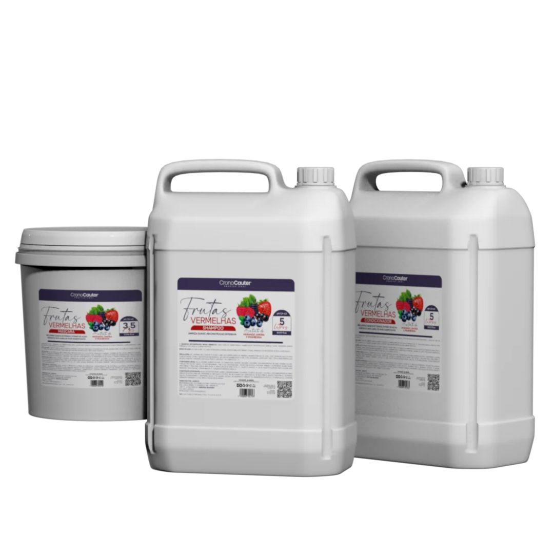 Kit Lavatório Frutas Vermelhas 3 Passos - Shampoo 5L + Condicionador 5L + Máscara 3,5kg - Eaê! Brazil