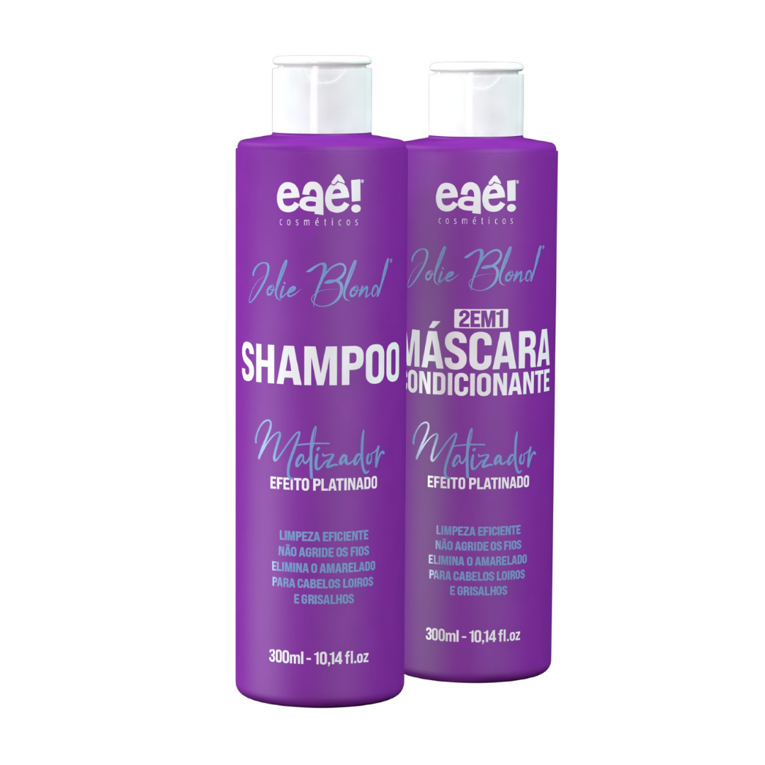 Kit Jolie Blond Matizador Efeito Platinado – Eaê Brazil (Shampoo + Máscara 2 em 1)