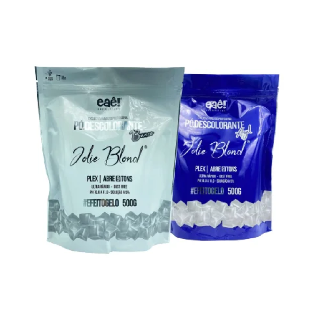 Kit Pó Descolorante Azul Jolie Blond 500g + Pó Descolorante Branco Jolie Blond 500g - Eaê! Brazil