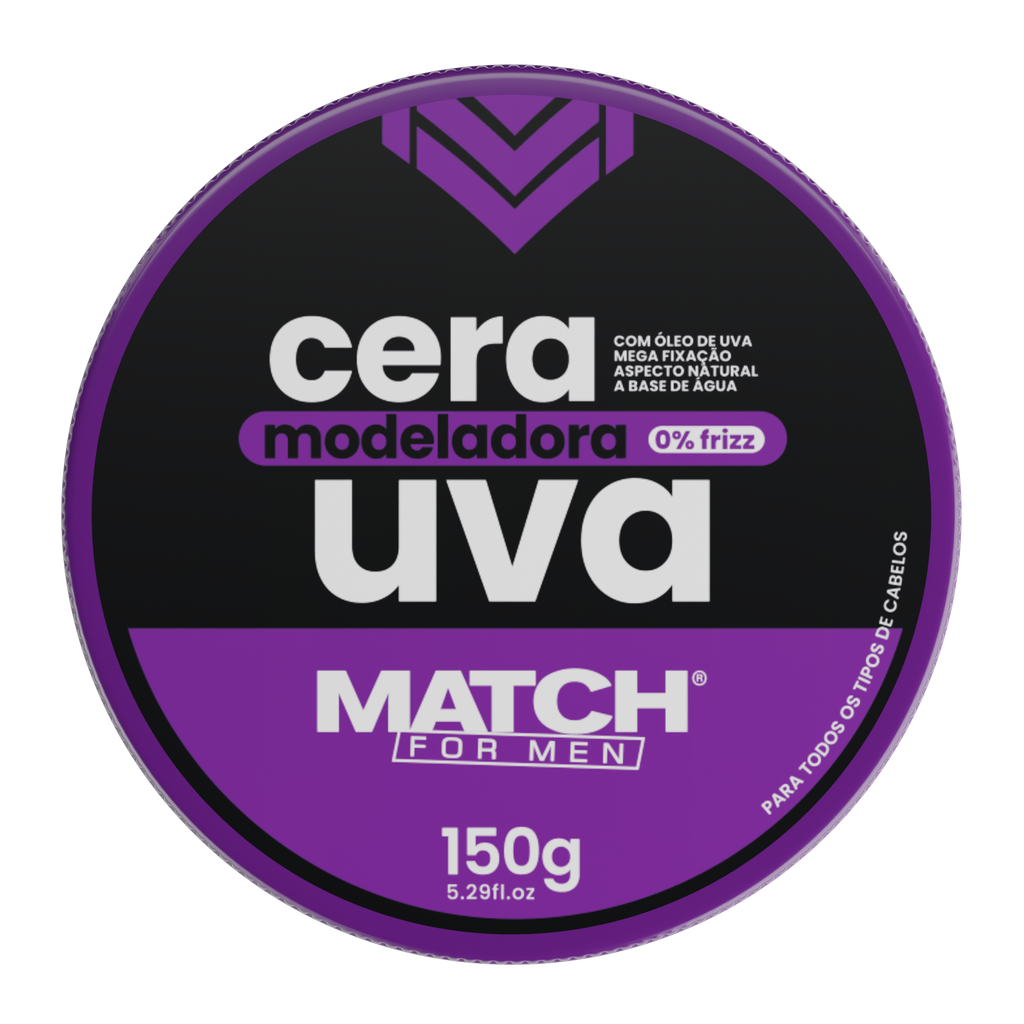 Pomada Cera Modeladora Uva 150g - Mega Fixação, 0% Frizz - Match for Men