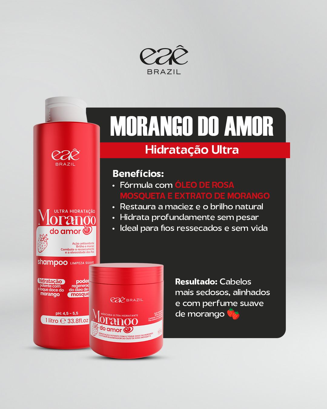 Kit Morango do Amor (2 passos) Ultra Hidratação - Eaê Brazil