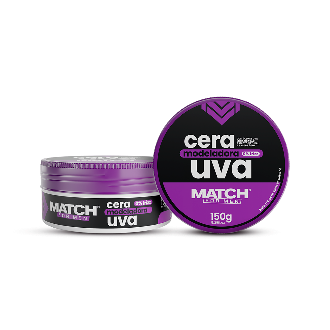 Pomada Cera Modeladora Uva 150g - Mega Fixação, 0% Frizz - Match for Men