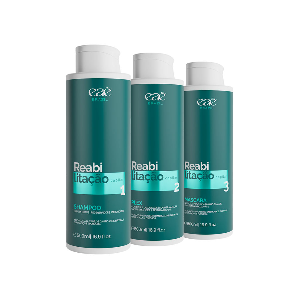 Kit Reabilitação Capilar Home Care 500ml - Eaê Brazil (3 passos)