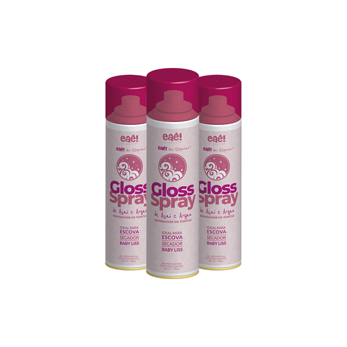 3x Reparador Gloss Spray Açaí e Argan 400ml - embalagem antiga