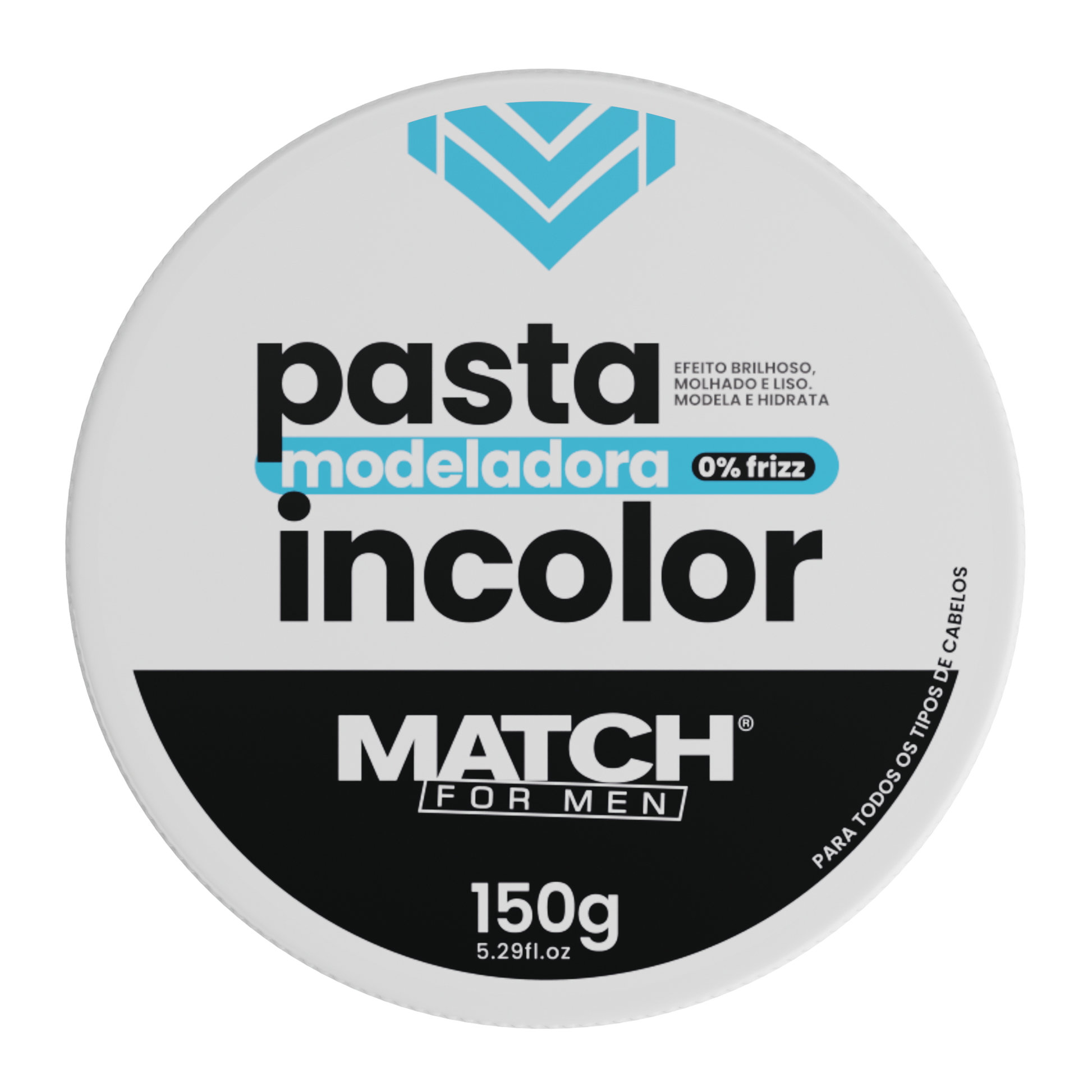 Pomada Cera Modeladora Incolor 150g - 0% frizz - Match for Men