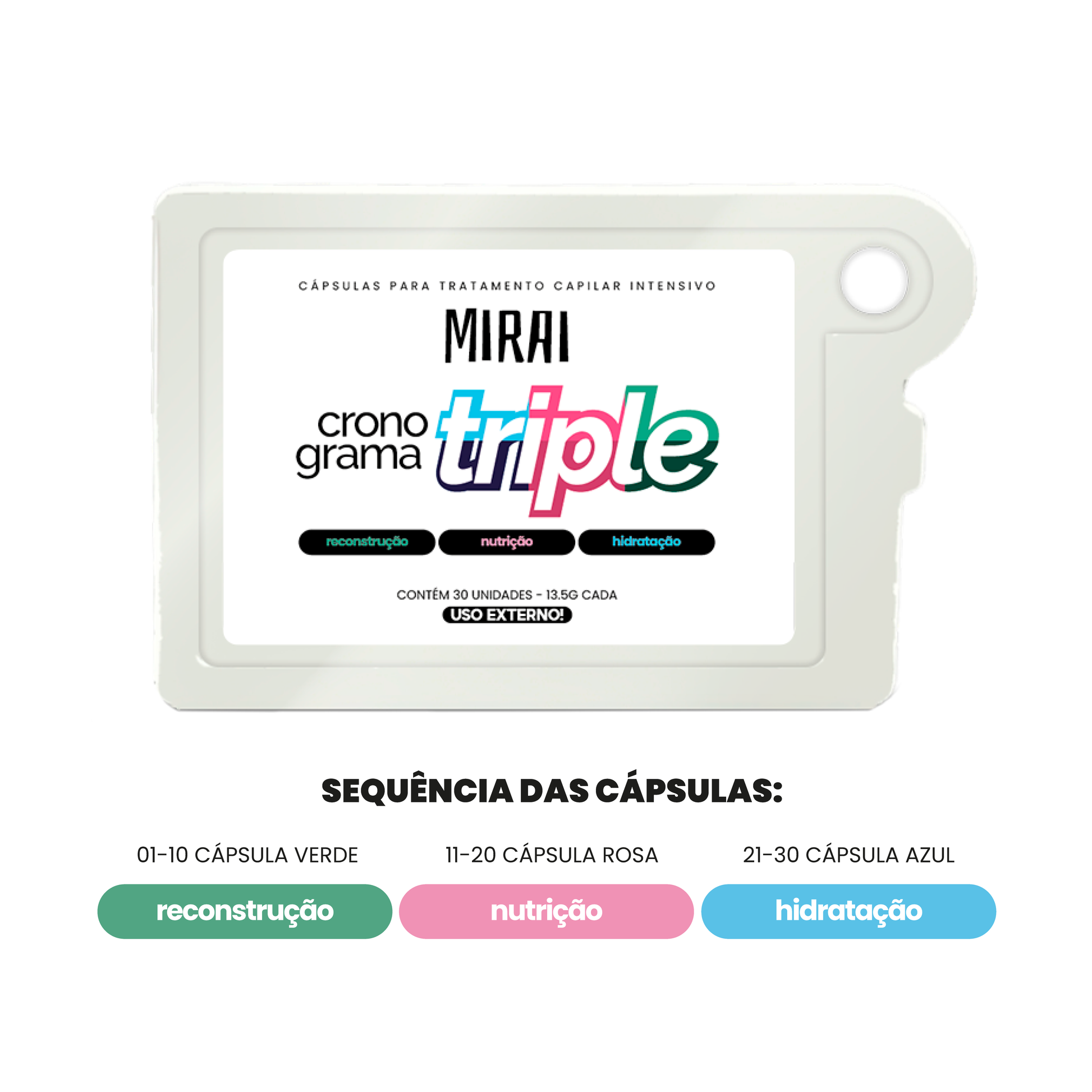 Cronograma Triple Mirai – Cápsulas para Tratamento Capilar Intensivo