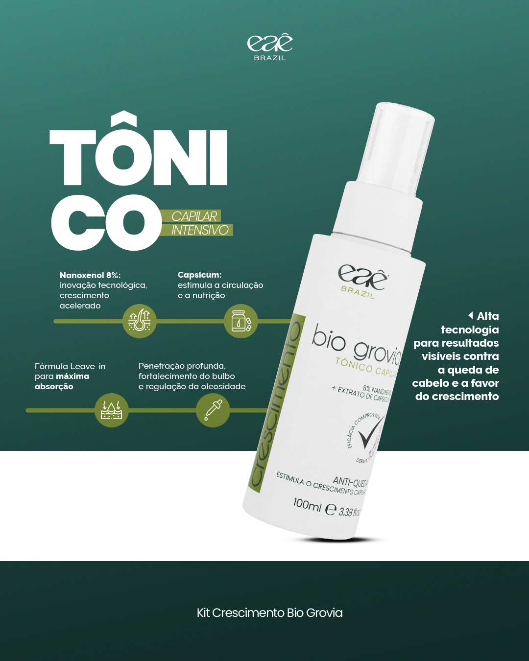 Kit Bio Grovia Eaê Brazil – Grau 2 | Crescimento Capilar