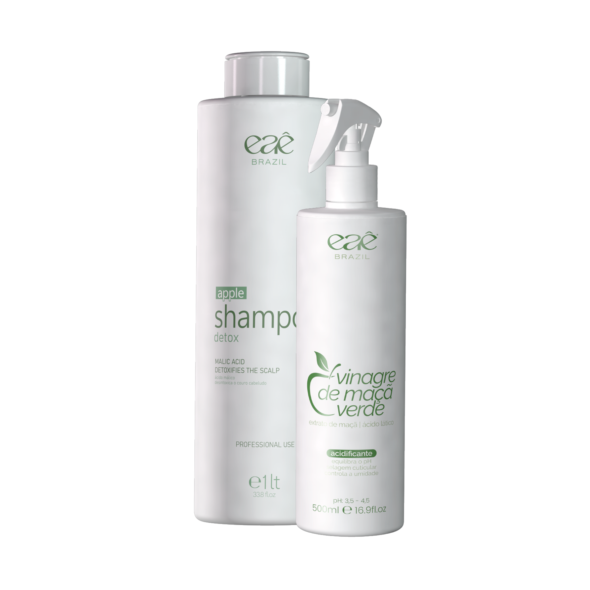 Kit Detox Maçã Verde 2 Passos - Shampoo 1L + Vinagre Capilar 500ml Eaê! Cosméticos