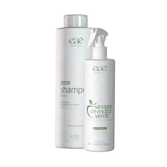 Kit Detox Maçã Verde 2 Passos - Shampoo 1L + Vinagre Capilar 500ml Eaê! Cosméticos