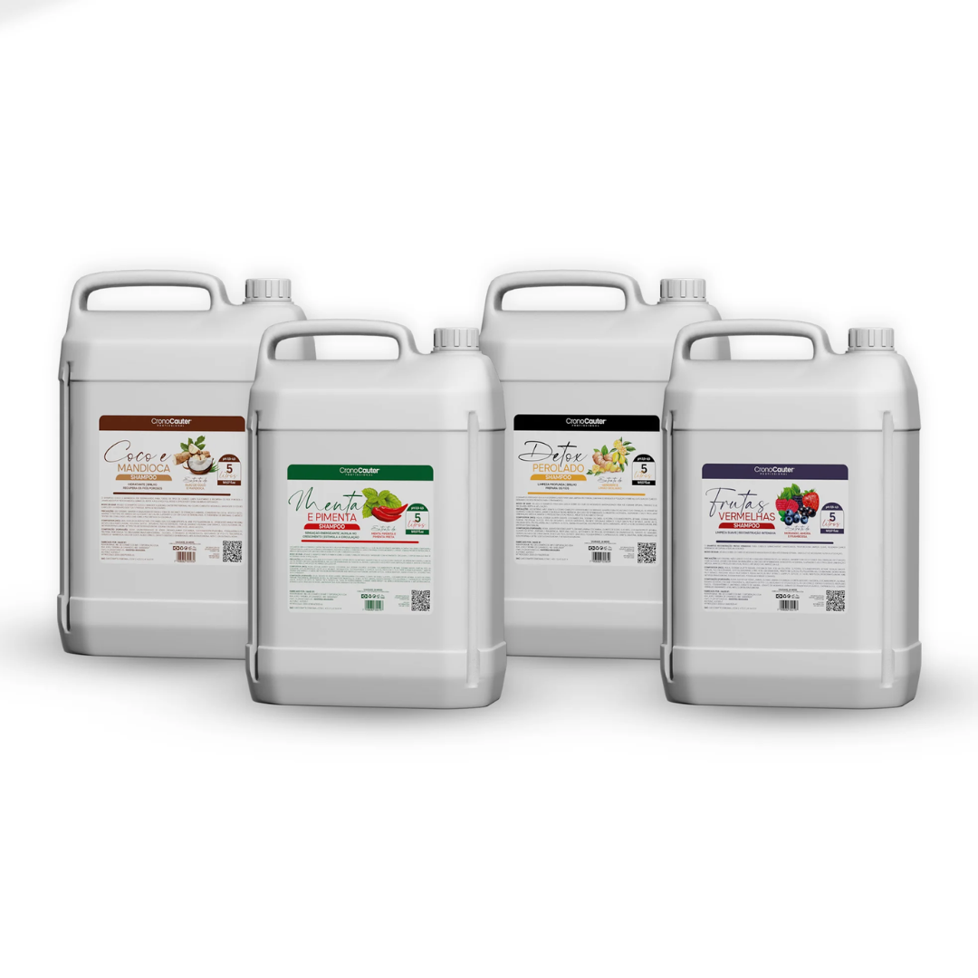 Kit Shampoos Lavatório - Frutas Vermelhas, Pimenta e Menta, Mandioca e Perolado 4x5L - Eaê! Brazil