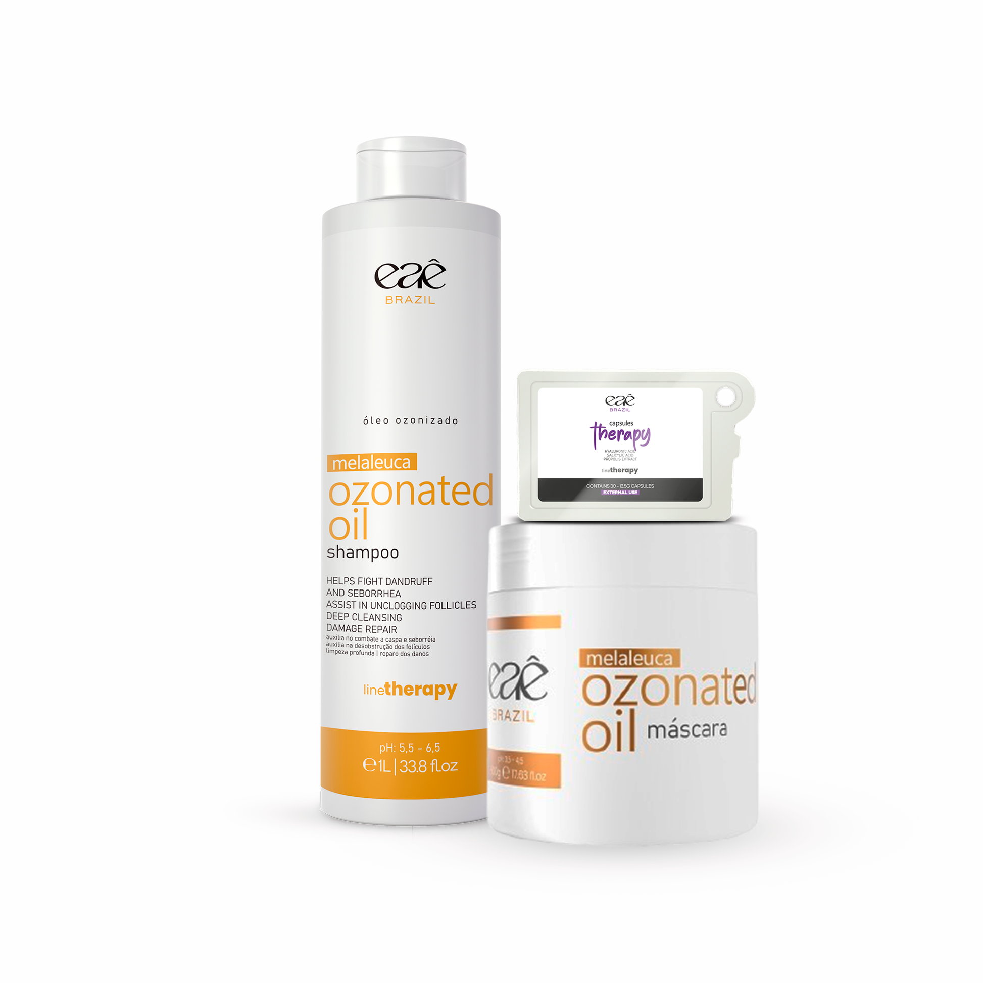 Kit Shampoo Melaleuca Terapia 1L + Máscara Melaleuca + Cápsula Terapia - Eaê! Brazil